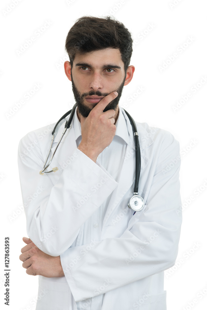 young doctor man with stethoscope looking serious young doctor man with stethoscope looking serious