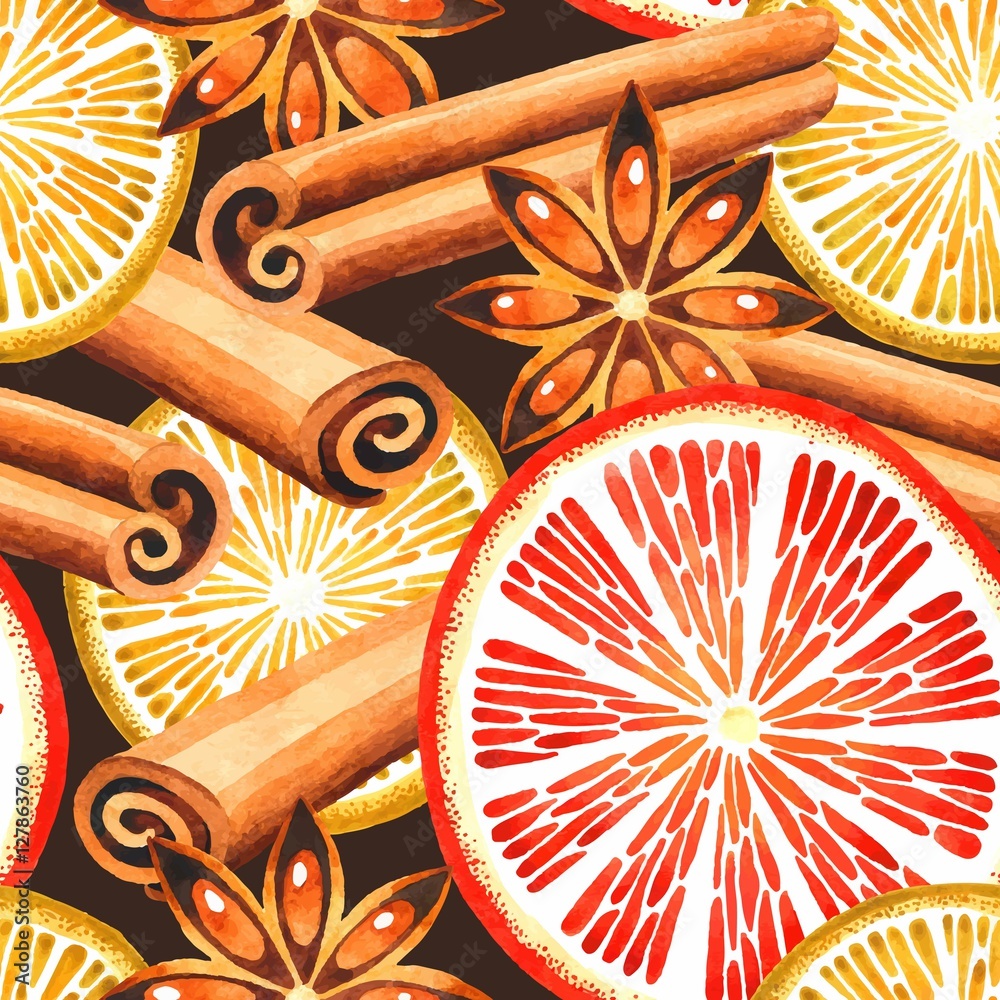 Orange and cinnamon seamless vector de Stock Adobe Stock
