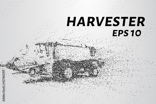 Harvester of particles. The harvester consists of small circles. Combine into smaller molecules. Vector illustration