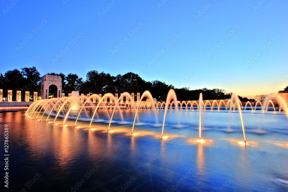 World War II Memorial in Washington DC at Dusk