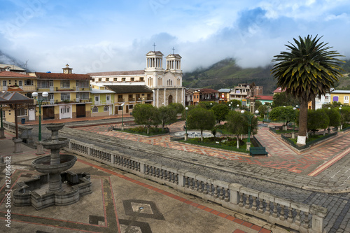 View of a square in the town of Alausí, in Ecuador, South America