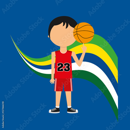 cartoon basketball player brazilian label vector illustration eps 10