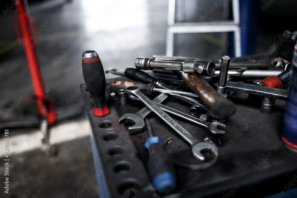 Fototapeta premium tools in car repair service