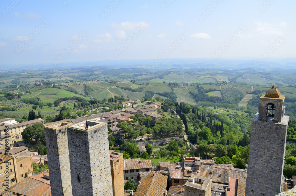 Vista di San Gimignano paese medioevale in Toscana, Italya
