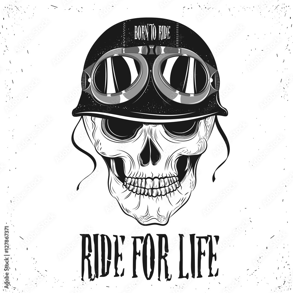 Biker Skull Art. Vector Illustration Stock Vector | Adobe Stock