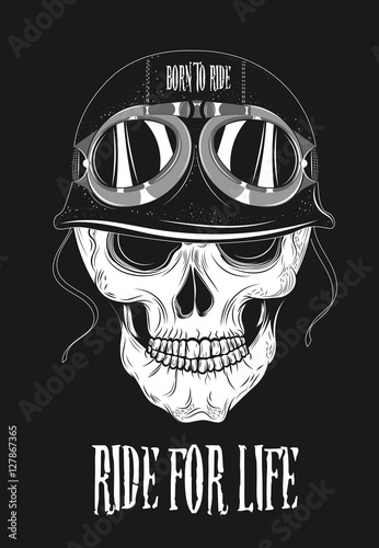 Biker Skull Art. Vector Illustration