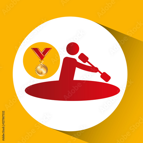 olympic gold medal canoe rowing vector illustration eps 10