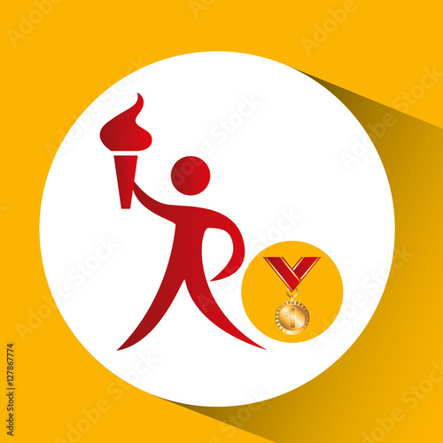 olympic gold medal athlete torch icon vector illustration eps 10