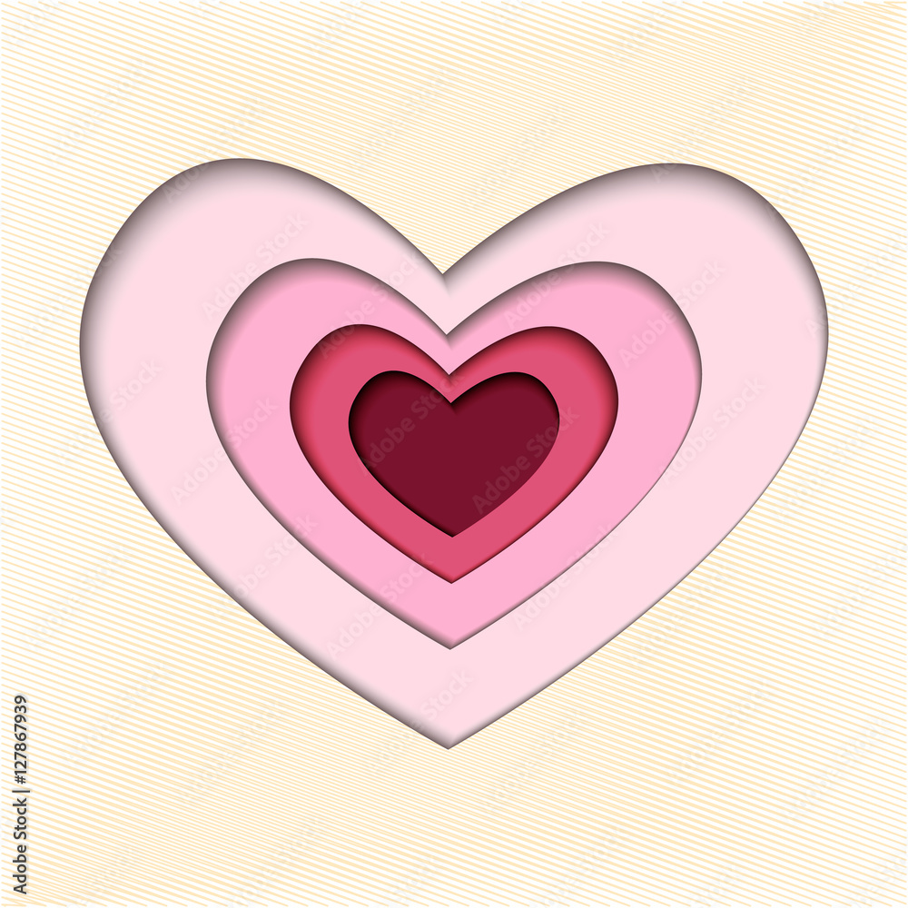 vector illustration of card with hearts in paper cut design vector illustration of card with hearts in paper cut design