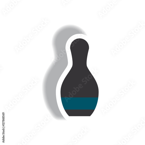 stylish icon in paper sticker style bowling skittle