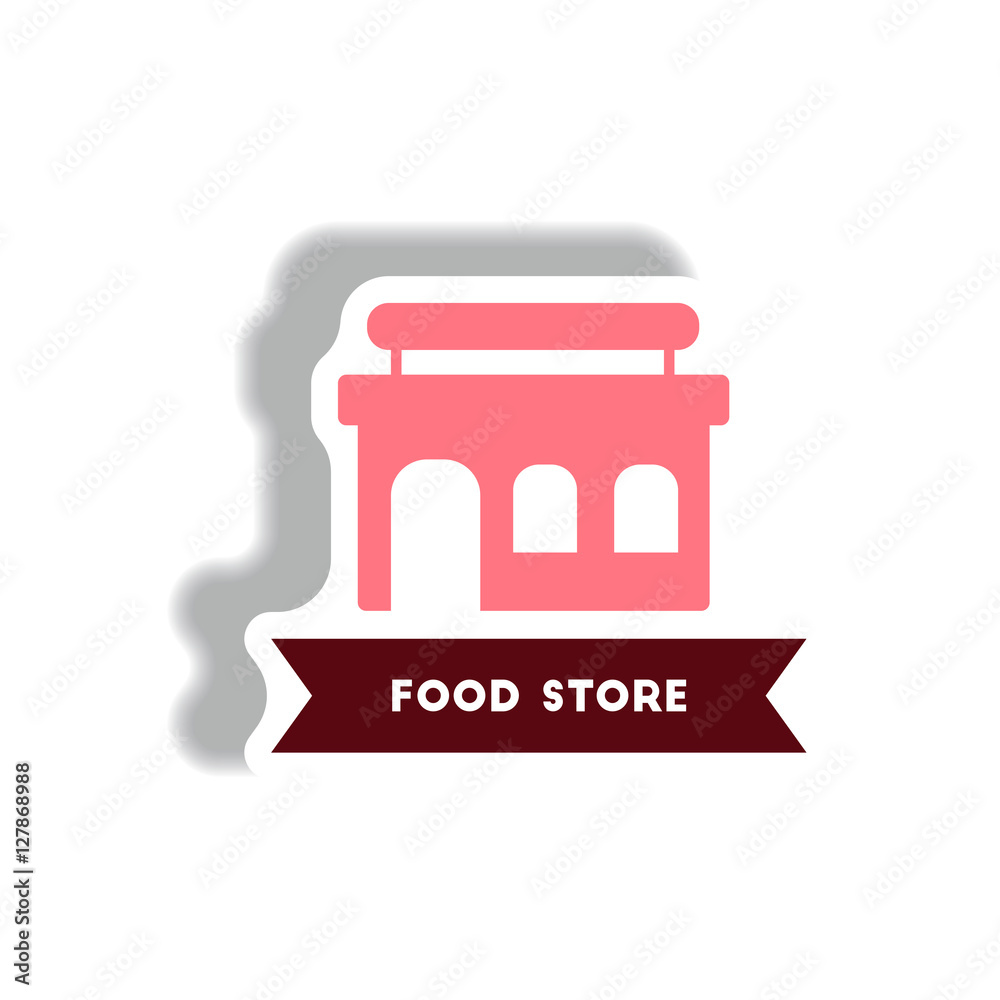 stylish icon in paper sticker style building grocery store stylish icon in paper sticker style building grocery store