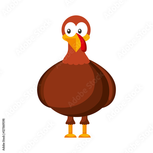 turkey tanksgiving character icon vector illustration design