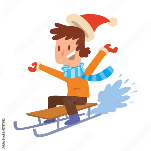 Christmas boy playing winter games