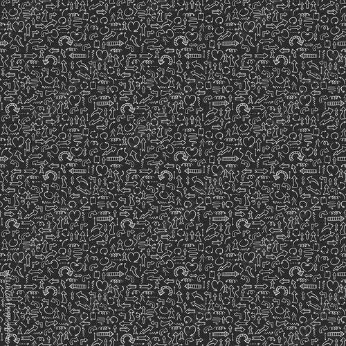 Doodles seamless pattern vector set.