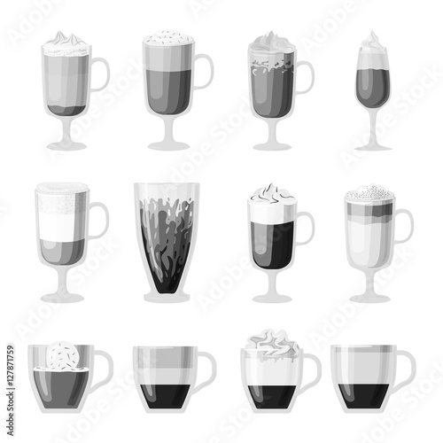 Coffee cups different cafe drinks