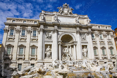 Trevi Fountain in Rome, Italy. The largest Baroque fountain in the city and one of the most famous fountains in the world