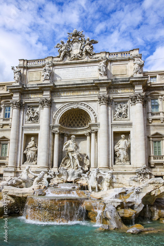 Trevi Fountain in Rome, Italy. The largest Baroque fountain in the city and one of the most famous fountains in the world