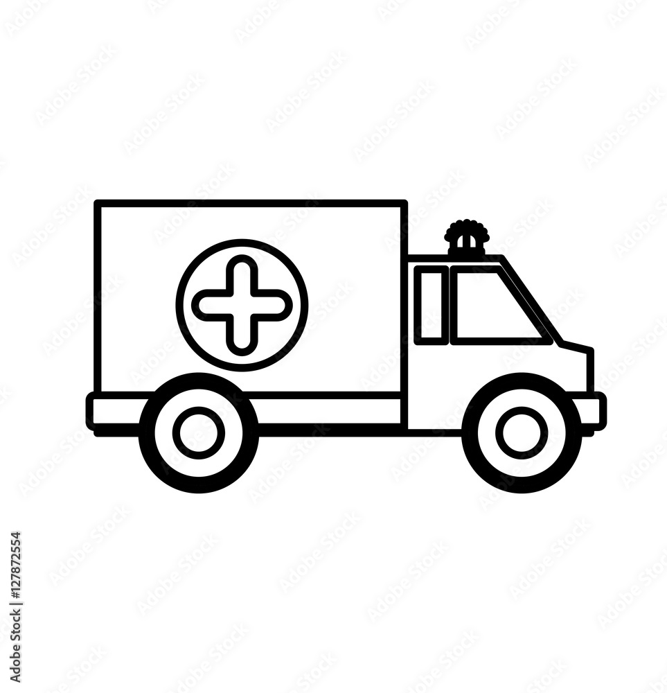 Ambulance icon. Medical health care hospital and emergency theme. Isolated design. Vector illustration