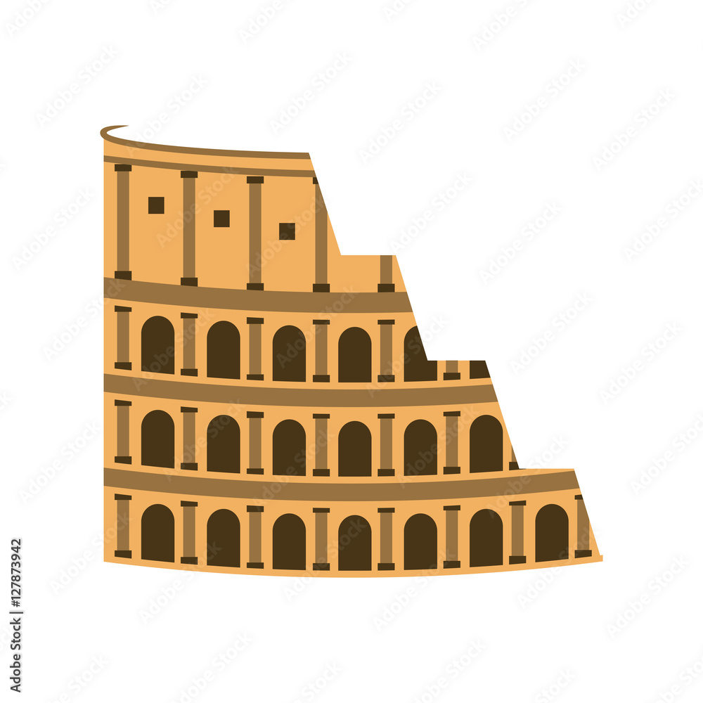 rome coliseum landmark icon vector illustration design