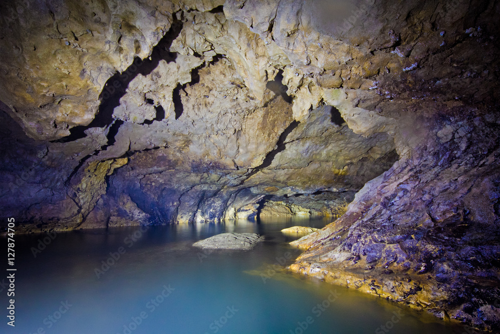 Inside flooded cave Head of Otap, Abkhazia, Georgia Inside flooded cave Head of Otap, Abkhazia, Georgia