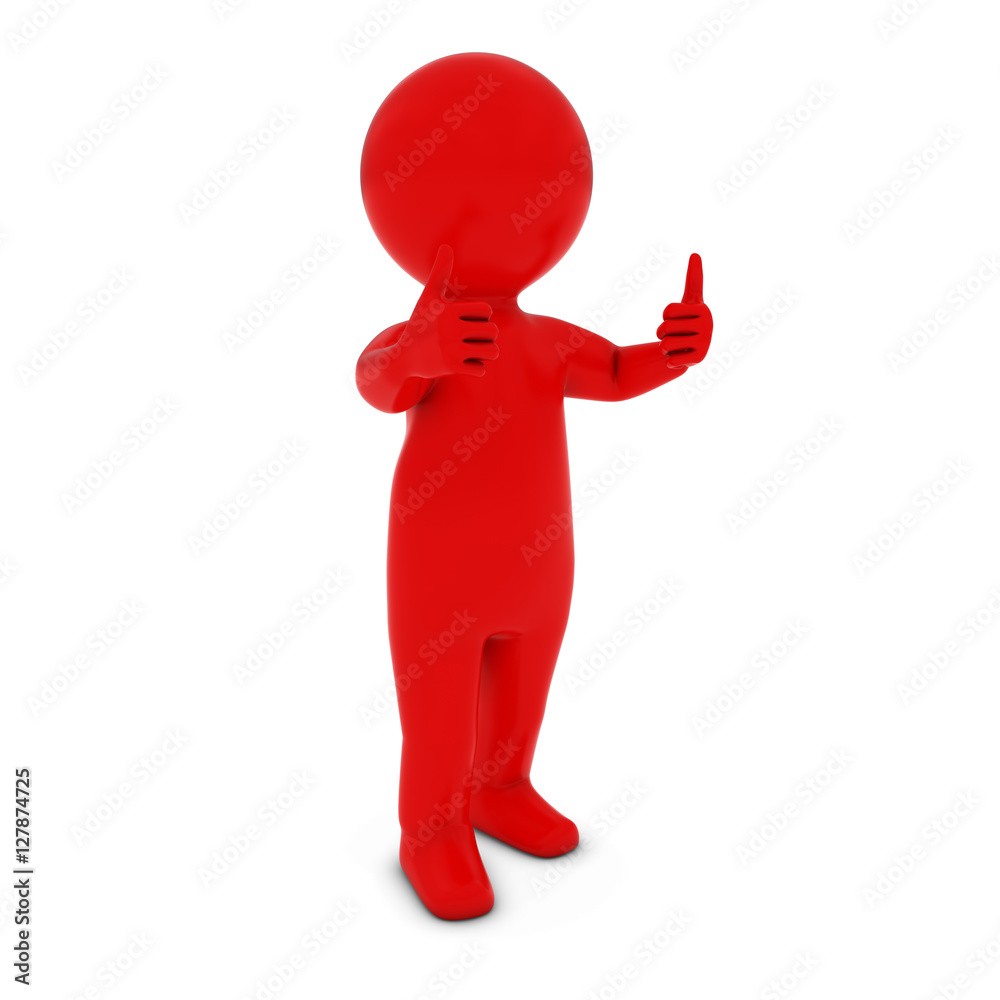Red 3D Man Character with Two Thumbs Up 3D Illustration Red 3D Man Character with Two Thumbs Up 3D Illustration