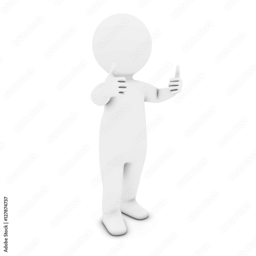 White 3D Man Character with Two Thumbs Up 3D Illustration White 3D Man Character with Two Thumbs Up 3D Illustration