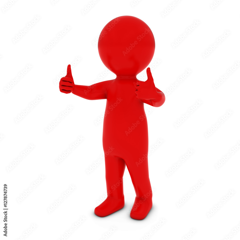 Red 3D Man Character with Two Thumbs Up 3D Illustration Red 3D Man Character with Two Thumbs Up 3D Illustration