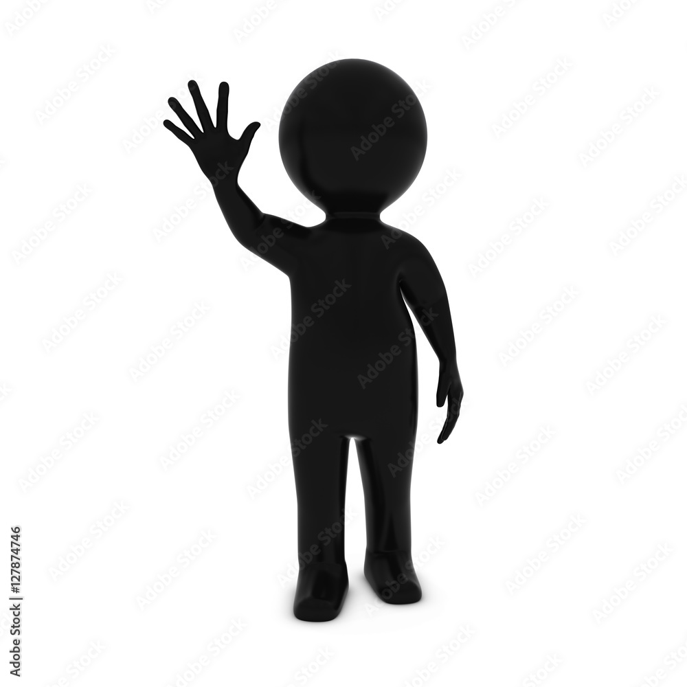 Black 3D Man Character Waving 3D Illustration Black 3D Man Character Waving 3D Illustration