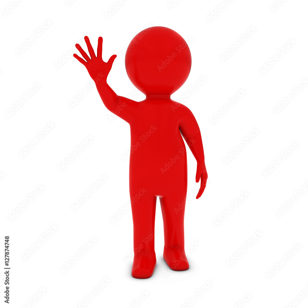 Red 3D Man Character Waving 3D Illustration Red 3D Man Character Waving 3D Illustration