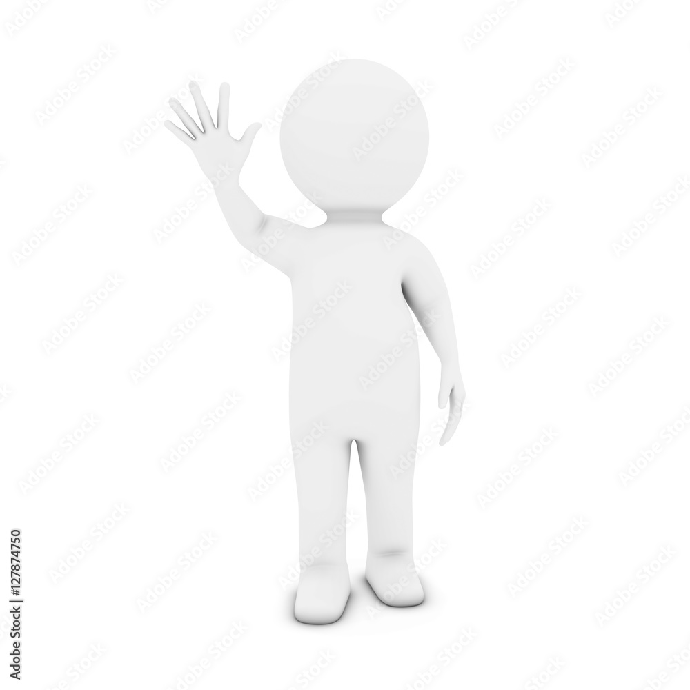 White 3D Man Character Waving 3D Illustration White 3D Man Character Waving 3D Illustration