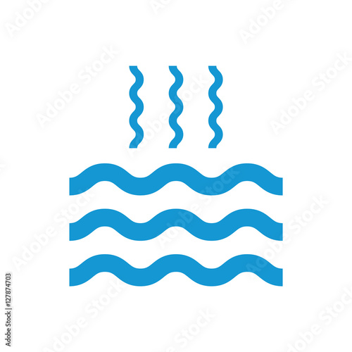 Abstract waves of water and evaporation flat icon. Blue. Vector illustration
