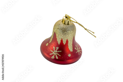 Red and gold handpainted glittering holiday bell