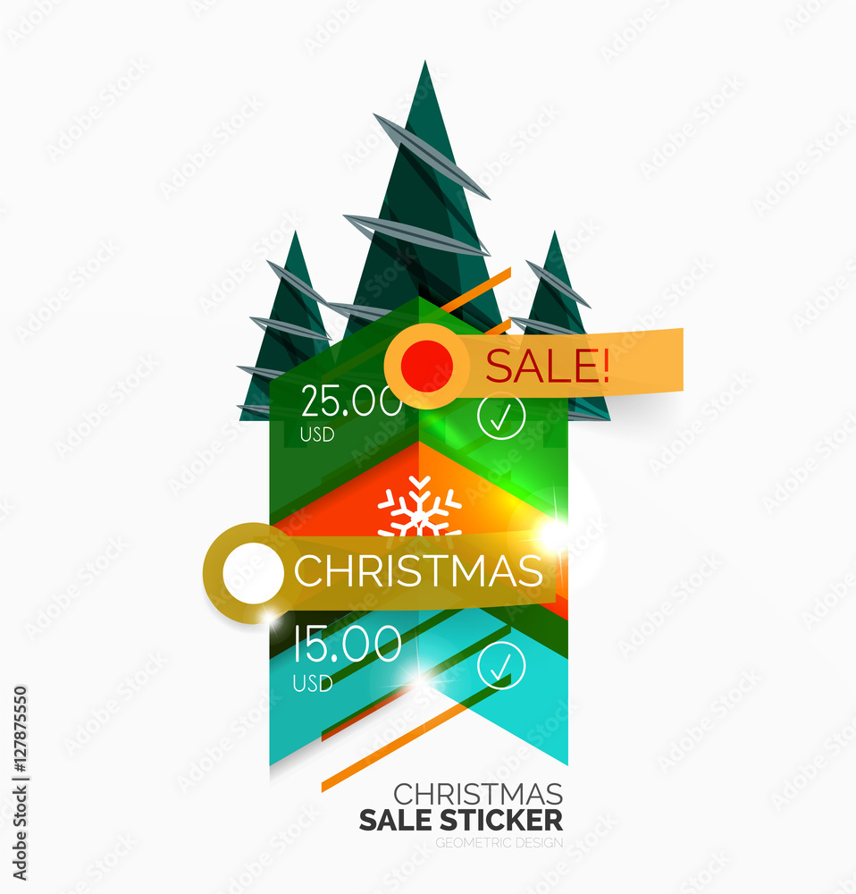 Vector Geometric Christmas Sale Stickers