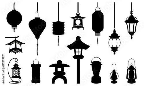 Silhouette of Lantern Icon Illustration - Arabic Chinese Japanese and Modern
