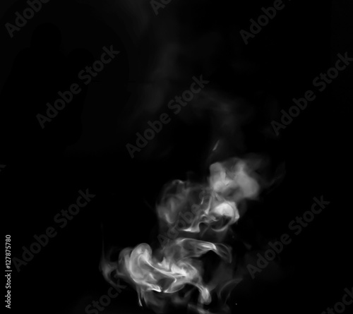 Smoke steam on black background