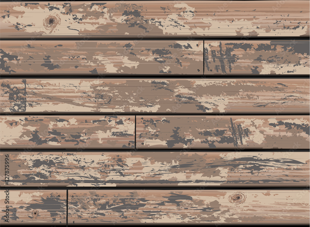 Retro Brown Wooden Wall Background with Old Distressed Timber - Detailed vector, Grouped and Layered, easy to edit colors EPS10
