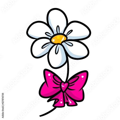 Flower gift bow cartoon illustration isolated image