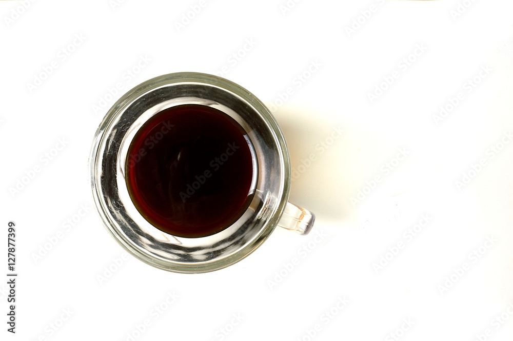 Black Coffee isolated on a white background - top view Black Coffee isolated on a white background - top view