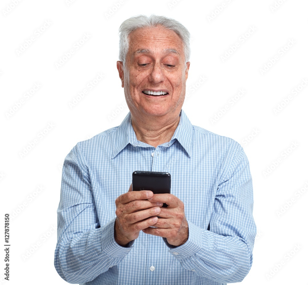 Old man with smartphone Old man with smartphone