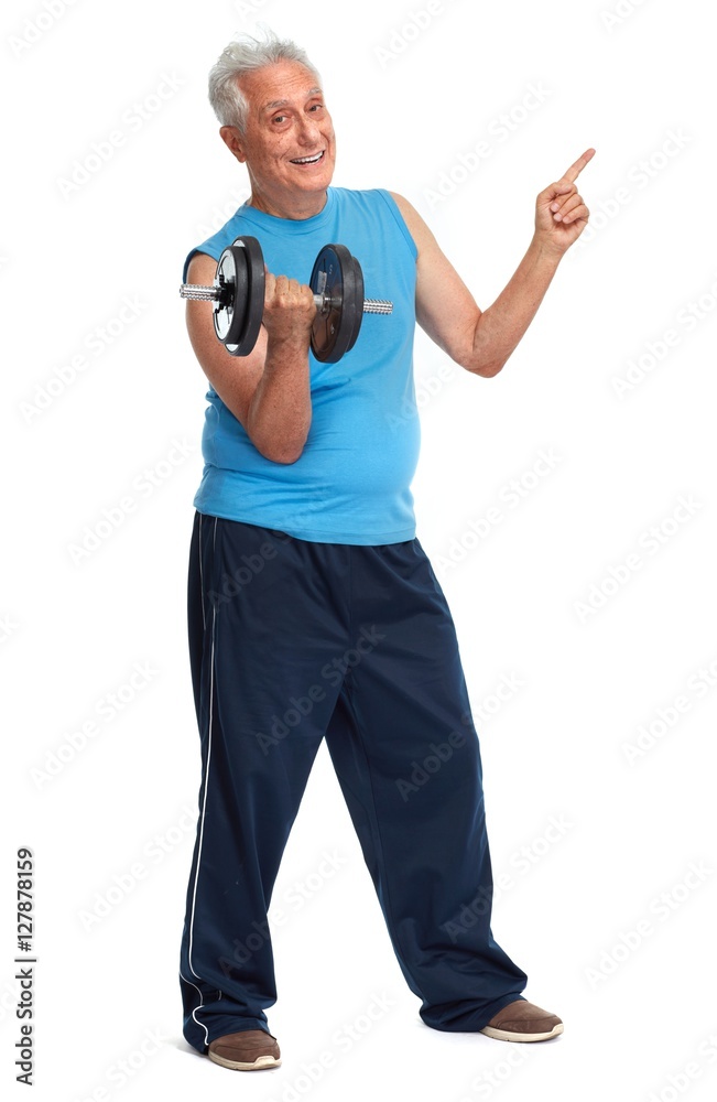 Senior man with dumbbell. Senior man with dumbbell.