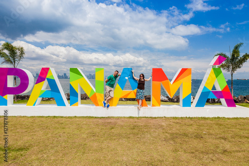 Panama lettering on the Causeway in Panama City photo
