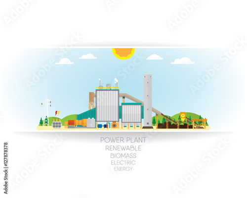biomass power plant, biomass energy with steam turbine generate the electric