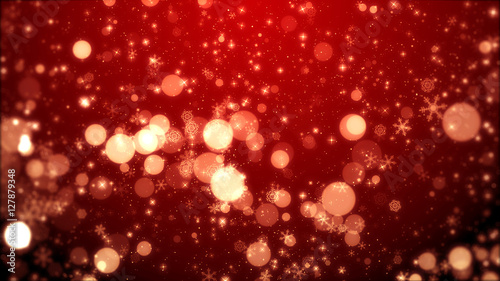 Red Snowflakes Star Christmas Background.