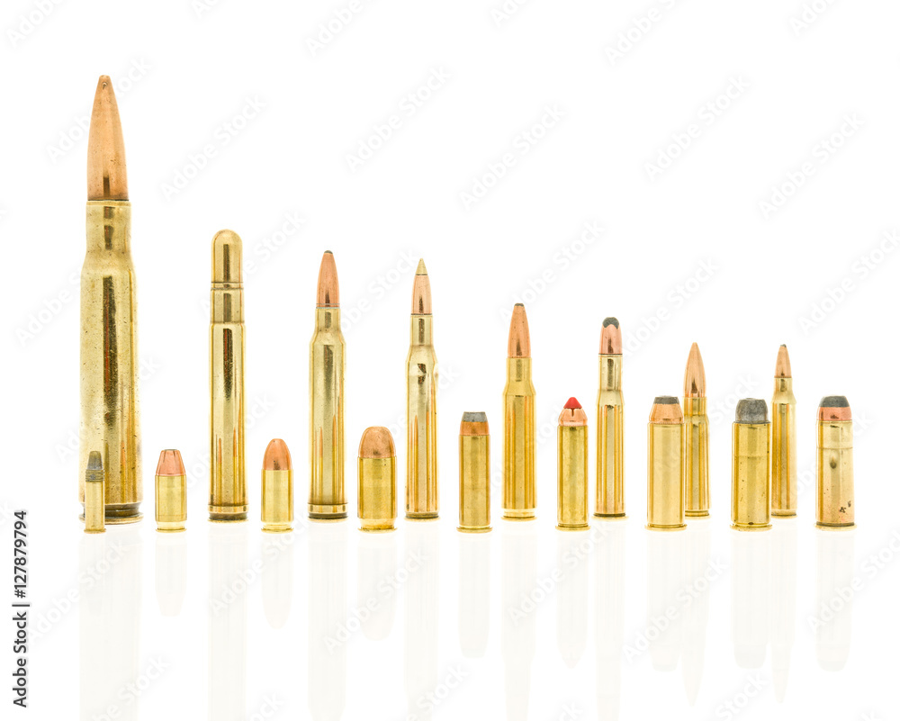 Calibers of bullets including 223, 5.56 39, 7.62, 30-30 win, 308