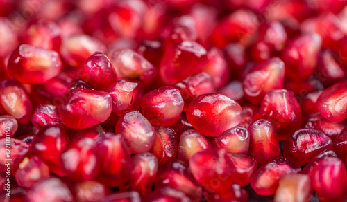 Portion of Pomegranate seeds  selective focus 