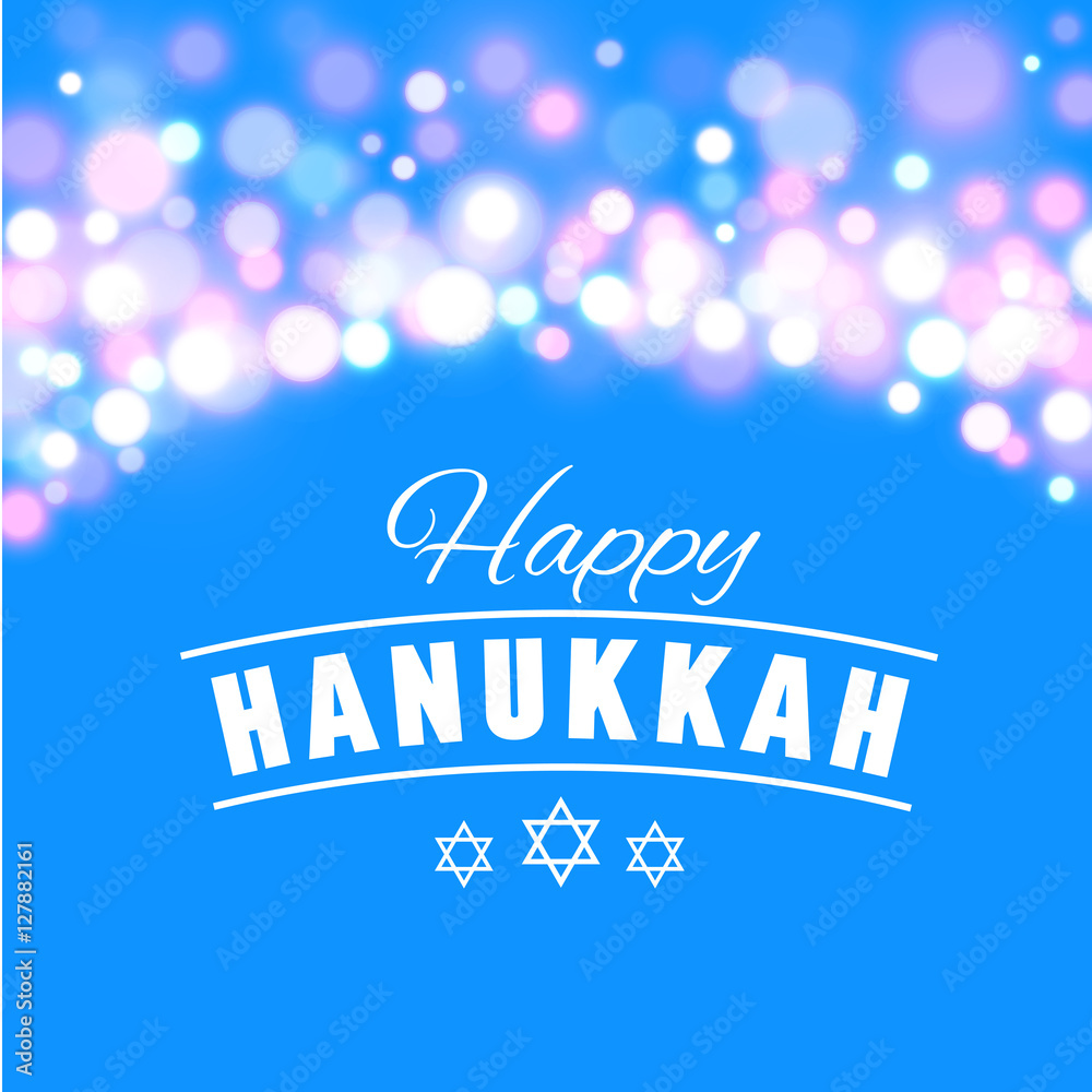Happy Hanukkah greeting card with hand-drawn calligraphy designed text.