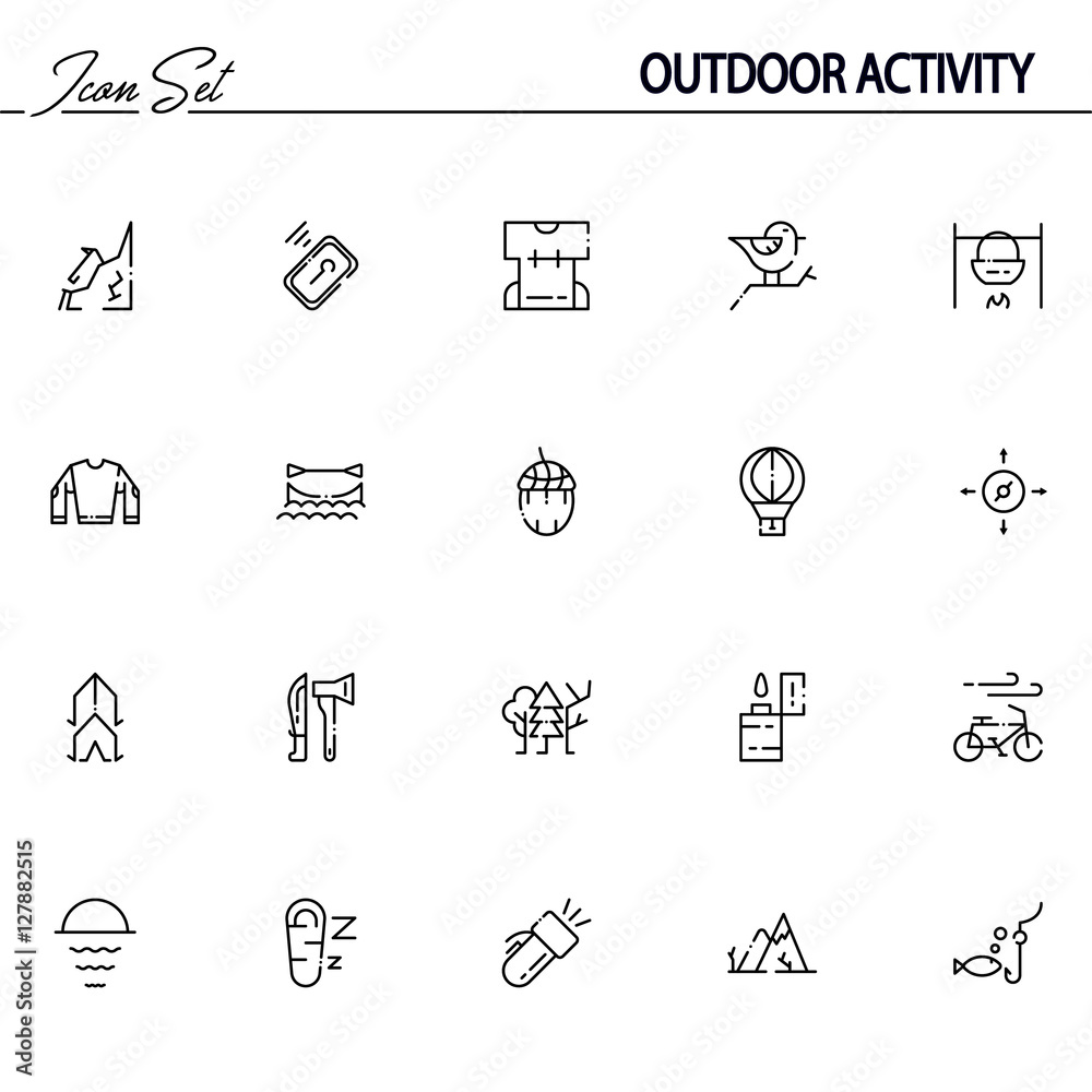 Outdoor activity icon set Outdoor activity icon set