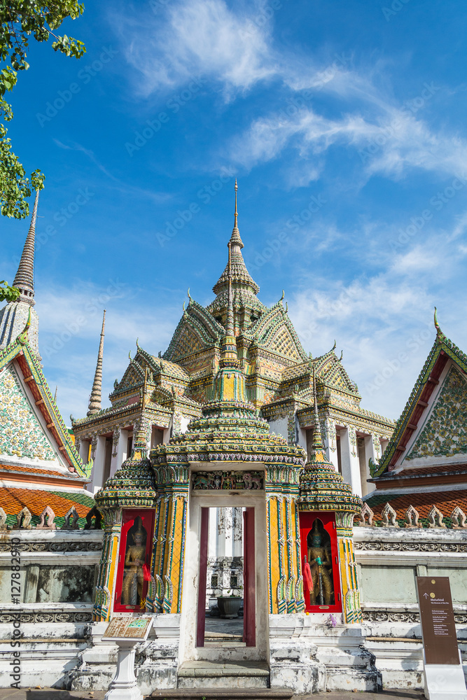 Wall and gate at Wat Pho temple, Bangkok, Thailand.