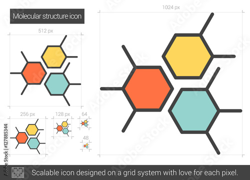 Molecular structure line icon.