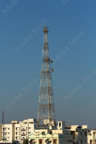 Telephone Tower  in residential neighborhood in Hyderabad India